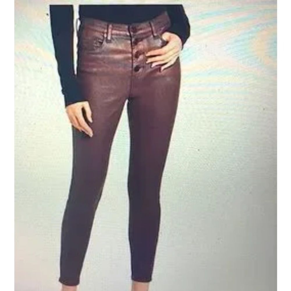 Blank NYC Brown The Great Jones High Rise Coated Skinny Jeans NEW 27